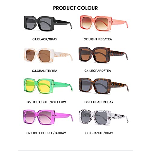 COTIA Fashion Square Women Sunglasses Vintage Oversized Frame Retro Wide Legs Punk Colorful Eyewear Men Sun Glasses3