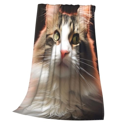 Couverture imprimé chat en micro polaire 152x127 cm pour canapé