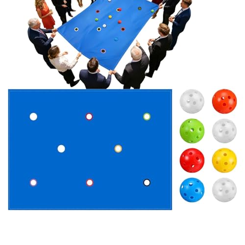 Jeu de bâtiment d'équipe bâche à trous et 8 balles pour animation