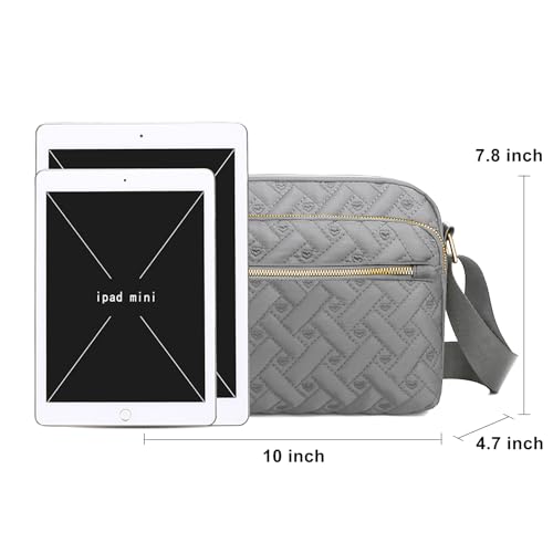 Image of Medium Nylon Crossbody Bags for Women Trendy Crossbody Purses Travel Large Cross Body Bag Quilted Purse