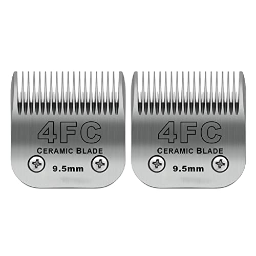 Image of 4FC Detachable Dog Blades Compatible with Andis /Oster A5 Grooming | Compatible with wahl km10 dog clipper,Cut Length 3 /8 inch(9.5mm),Made of Ceramic Blade & Stainless Steel Blade,2 PACK
