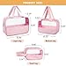 Ebbniur Clear Makeup Bag, 3 Pcs of Cosmetic Bags Set, Transparent PVC Travel Makeup Pouch, Waterproof Cute Toiletry Bag for Women (Pink)