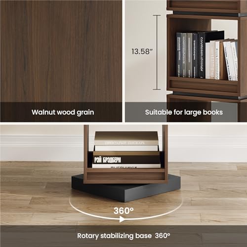 Image of ModernMate 4-Tier Rotating Bookshelf Tower, 360 Spinning Bookcase