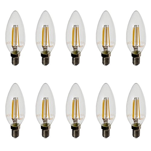 10-Pezzi - 4301 - V-TAC - Lampadina Filamento Led Candela - Casquillo E14 - Potenza 4W (Sostituisce 40 W) - Luce Bianca Calda (2700K) - 400 Lm - Angolazione Fascio Luce 300°-image