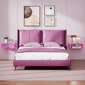 Acrylic Floating Nightstand, Bedside Table, Nightstand Shelf Wall Mounted Bedside Shelf (Pink, Small) Acrylic Floating Nightstand Bedside Table Nightstand Shelf Wall Mounted Bedside Shelf Pink Small