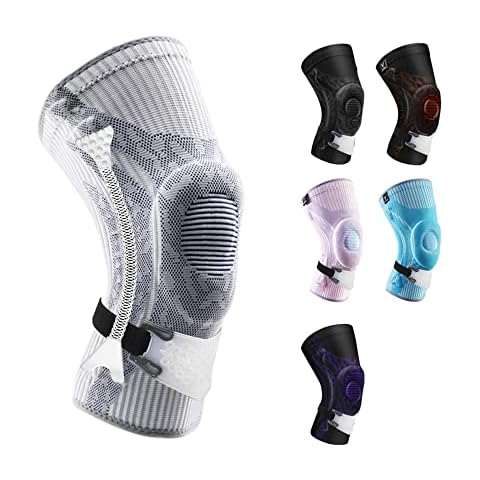 Veadoorn Professional Knee Brace, Knee Compression Sleeve Support for Men Women with Patella Gel Pads & Side Stabilizers, for Sports, Weightlifting, Basketball, Running, Jogging(Gray,S ) Cover