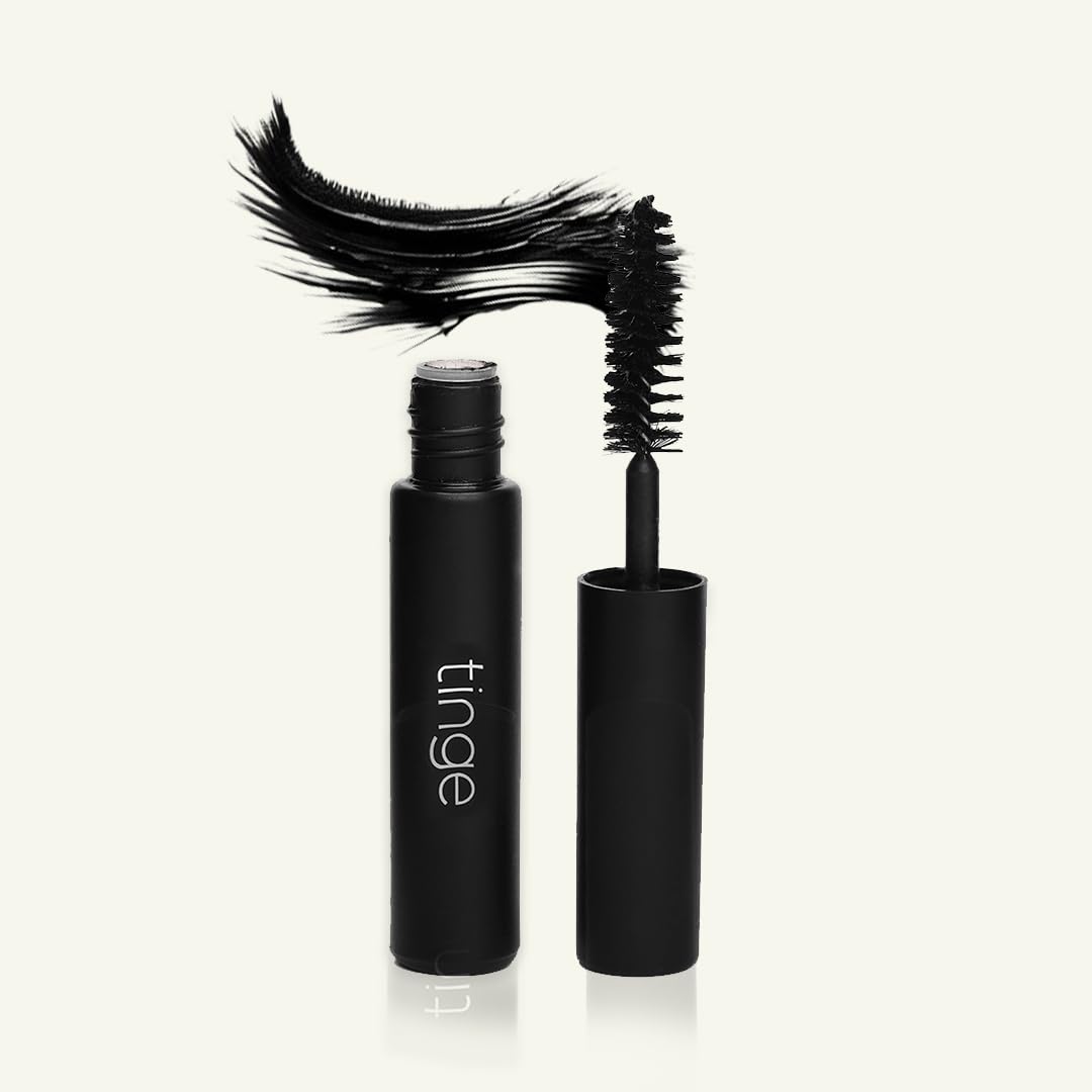 Tingecosmetics Organic Mascara 100% Natural vegan Mascara,Vegan Mascara | organic & travel Size for Quick Use (Soot,Black) 4ML