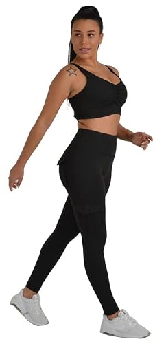 Jegge High Waist Yoga Leggings With 4 Pockets,Tummy Control Workout Running 4 Way Stretch Cargo Pocket Leggings (Black, Small) #TOP3