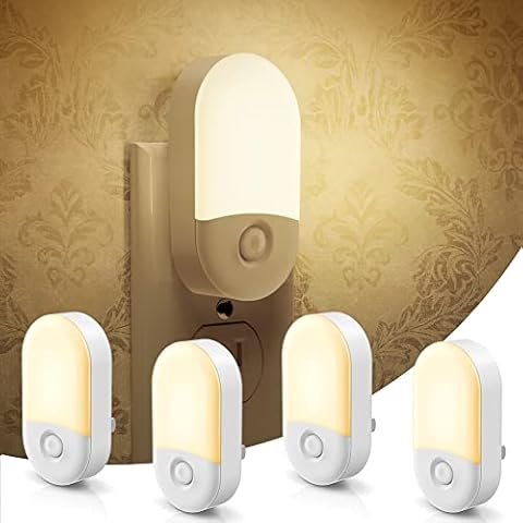 L LOHAS LED Night Lights Plug into Wall, [4 Pack] LED Night Light with Light Sensors, 30/60LM Nightlights for Kids Room, Soft White 3000K, 0.6W Automatic Plug in Wall Light for Bedroom, Hallway Cover