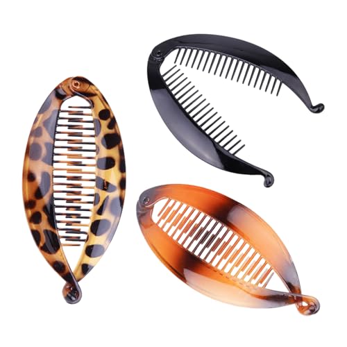 Pinza Banana para Cabello - 14cm Forma Brillante Coleta | Poliestireno Ligero Clip Flexible Vertical | Mujeres Niñas Peinado