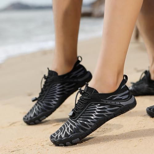 Image of Hike Barefoot Shoes for Women Men Breathable & Non-Slip Athletic Footwear Wide Toe Water Shoes Black