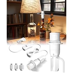 Lampara De Mesa Con Botellas De Plastico DoRight E14 Soporte para lámpara de botella con interruptor y enchufe Adaptador de botella E14, kit de adaptador de lámpara de botella para lámpara de mesa de botella de vino DIY - Blanco 2 unidades