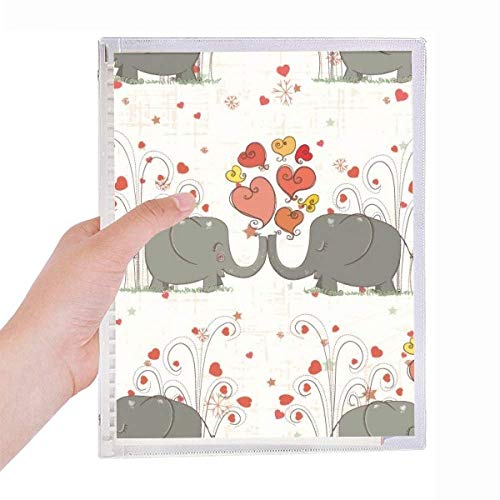 Carnet de Saint-Valentin rechargeable à spirale motif éléphants gris
