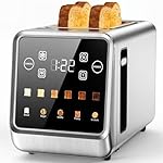2 Slice Toaster Touch Screen 1.5" Wide Slot, Stainless Steel Digital Toaster for 5 Bread Types/6 Shade Settings/Single Slot Toasting/Memory Function/Defrost/Reheat
