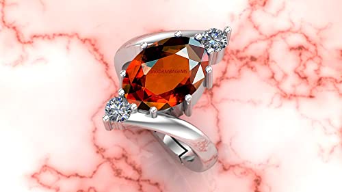 Bague hessonite naturelle réglable solution pour doigts sensibles taille small