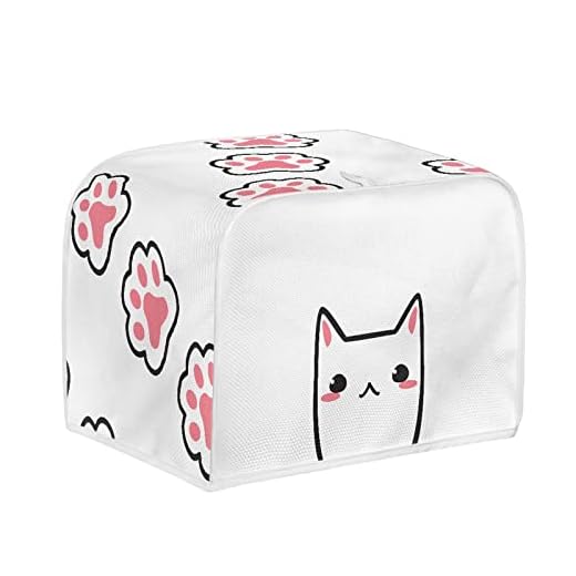 Kuiaobaty Kawaii Cat Kitty - Cubierta para tostadora de 2 rebanadas, accesorios de cocina, cubierta blanca de primera calidad, protección contra el polvo y las huellas dactilares