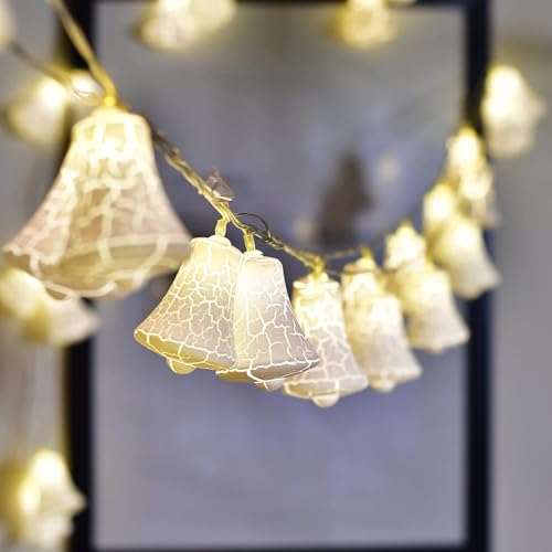 Image of Xenith 14 LED Crackle Jingle Bell Shape Pastel Fairy String Lights for Baby Kids Room Diwali Christmas Festival Birthday Wedding Party Indoor Outdoor Garden Decoration (Warm White, 3.5 Meter)