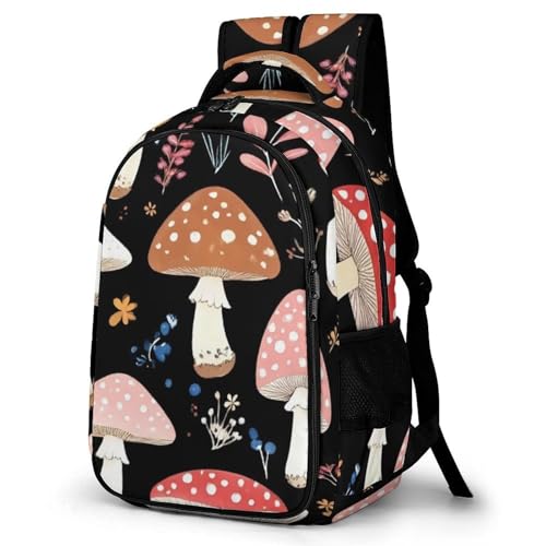 Casual Backpack for Unisex Adult, Novelty Autumn Fall Leaves Cool Mushrooms Large Capacity Backpack for Daily Use, Portable Shoulder Bag for Women Men