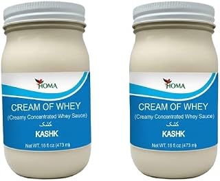 Homa Cream of Whey Kashk, Creamy Concentrated Whey Sauce, Persian Authentic, All-Natural High Protein Dairy, 16 fl oz, Pack of 2