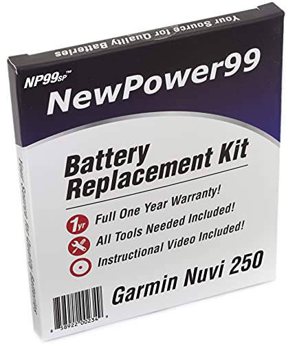 NP99sp NewPower99 Battery Replacement Kit with Battery, Video Instructions and Tools for Garmin Nuvi 250