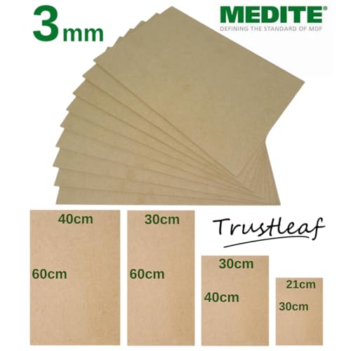 Trustleaf 3mm Sheets of MEDITE Premier MDF 210mm x 300mm, A4 Approx. Pack of 5 - Image 2