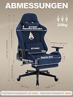 Symino Gaming Stuhl, Atmungsaktiver Bürostuhl aus Wildlederimitat Stoff – Ansicht 3