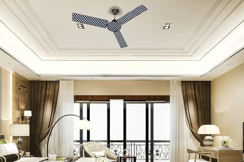 Image of ceiling fan cover waterproof & dustproof 3 blade fan protector with attachable enclosure set of 1 multidesign polka home decor पंखा कवर
