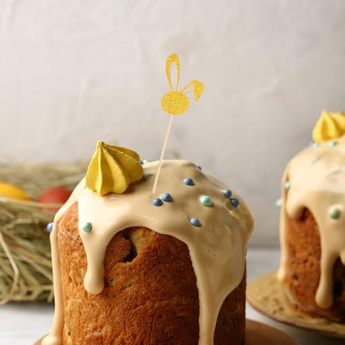 Decoración para cupcakes de cumpleaños PLAFOPE con orejas de conejo de Pascua 50 piezas 6