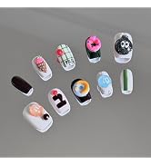 Press on Nails Short - Glue on Nails Acrylic Nails 3D Press on Nails Fake Nails with Designs, Ice...