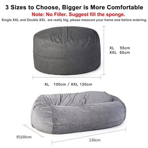 Hwoek Lazy Sofas Cover (Without Filler), Extra Large Faux Rabbit Fur Sack Bean Bag Chair Cover Indoor Lazy Lounger Seat Recliner For Adults And Kids, With No Filling,Light Brown,Singlexxl #TOP2