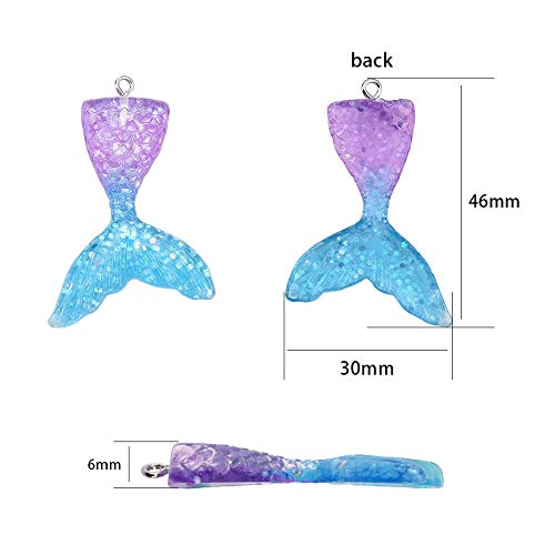 Charmes queue de sirène flatback à trou 2mm, résine multicolore résistante - 7