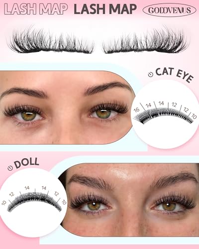 Image of Wispy Lash Clusters Natural Eyelashes Cluster Fluffy Lashes Clusters CD Curl Cluster Eyelash Extensions DIY Individual Lashes Extension (10-16mm 132pcs)