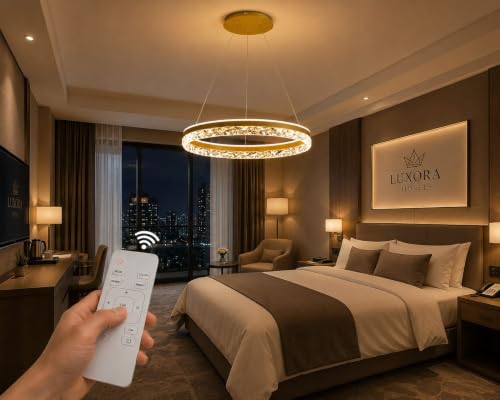 Image of Modern LED Chandelier, 19.68 inch 1 Ring Pendant Lighting with Acrylic Lampshade, Dimmable Remote Control, Adjustable Circular Ceiling Light for Dining Living Room (Color : Gold)