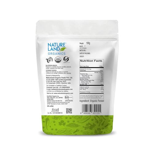 Image of Natureland Organics Fennel (Saunf) 100 gm - Organic Saunf (Pack of 3)