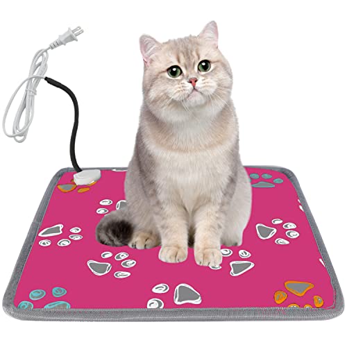 furrybaby Pet Heating Pad, Waterproof Dog Heating Pad Mat for Cat with Durable Anti-Bite Tube Indoor for Puppies Dogs Cats (1 Pack Black, Round 12in, Temp Adjustable) Temp adjustable round 1