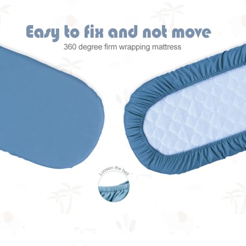 Image of 4 Pack Bassinet Sheets 21 inch x 35 inch, Compatible with Besrey, Foalom, MiClassic, Milliard and Large Bassinet Mattress, Soft and Skin-Friendly, Blue and Color Rainbow