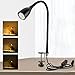 Produktbild Bojim 6W dimmbare Klemmleuchte LED Schwarz, warmweiß mit 3 Helligkeitstufen, inkl 1x GU10 Leuchtmittel austauschbar, 600lm, 30x2835 SMD, 360° Schwanenhals Lampe, Metall Silikon, AC 220V-240V
