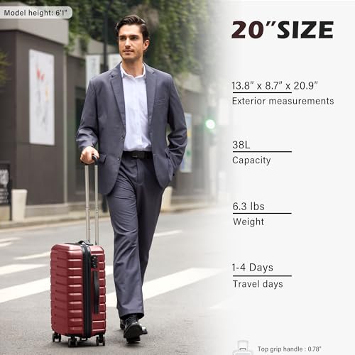 Coolife Lightweight Luggage with TSA Lock,Carry On Wine Red by Coolife - Used condition - Image 7