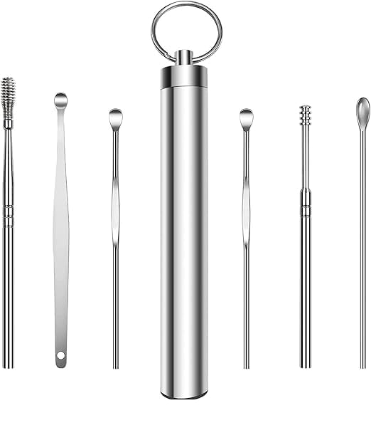 6 in 1 Ear Wax Cleaner set, Ear Wax Remover Stainless Steel Tool kit With Ear Pick Ear Wax Collector Spiral Ears ; Pick Kit-image-44