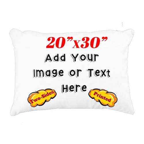 Design Your Own Photo Pillowcase Two-Sides Printed Cushion Covers Custom Cotton Throw Pillow Cases (White, 20
