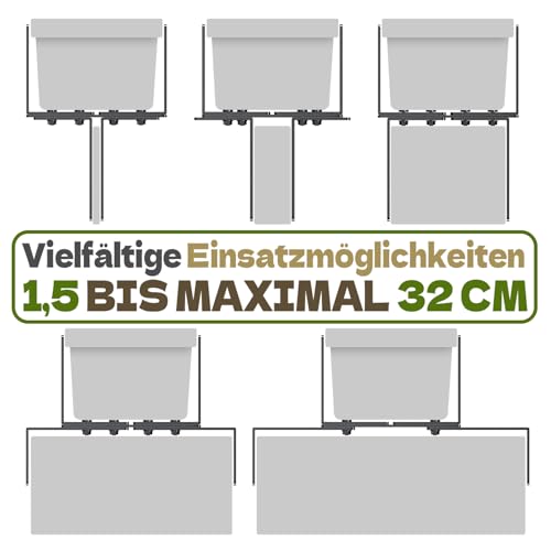 2er H-Form Blumenkastenhalterung, Balkonkastenhalter Ohne Bohren Passend für Balkongeländer von 1,5–32 cm und Blumenkasten von 15–23 cm, Balkonkasten Halterungen für Blumenkasten Geländer