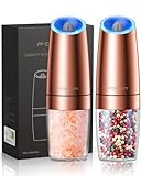 FORLIM Gravity Electric Salt and Pepper Grinder Set, Upgraded 4 Battery Powered, Automatic Pepper Shakers Mill with LED Light, One Hand Operation...