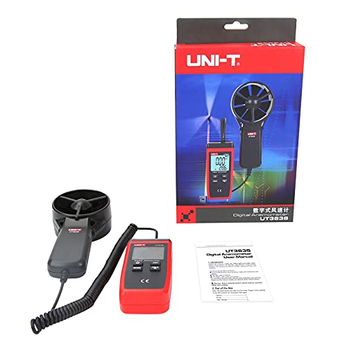 UNI-T UT363S Handheld Anemometer Wind Speed Meter Wind Chill Air Temperature Gauge -14°F to 122°F/-10°C to 50°C with Extendable Wind Sensor LCD Backlight Max Min Avg Data Hold, 1 Meter Drop Durability