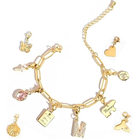 Personalized Gold Charm Bracelet - MignonandMignon P-CHARM-MIX-BR Cover