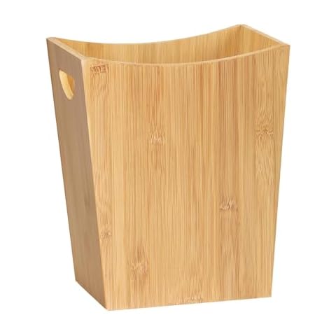 LIANTRAL Wood Trash Can Wastebasket, 2 Gallon Small Bathroom Garbage Can Wood Waste Basket Trash Container Recycling Bin for Bathroom, Bedroom, Living Room, Office, Kitchen Cover