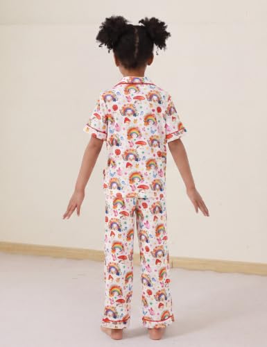Image of Bamboo Viscose Girls' Sleepwear Short Sleeve Button Down 2-Piece Girls' Pajama Sets