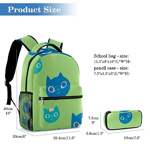 Sac à dos chat bleu avec trousse, le compagnon attachant pour une scolarité épanouie - 2