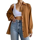 Trendy Women Shirts for Everyday Wear V Neck Long Sleeve Blouse for Spring and Summer Versatile and Women's (Khaki, L)