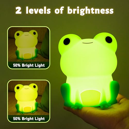 Attivolife FS-KFS032 Cute Frog Night Light, Soft Silicone Led Touch Lamp For Kid, Nursery Portable Nightlight With Dimmable Timer, Kawaii Bedroom Bedside Table Desk Decor thumb #2
