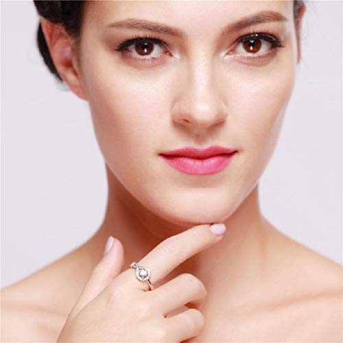 Uloveido Teardrop Shape Hollow Swirl Infinity Rings Round Cubic Zirconia Wedding Engagement Rings WX0222